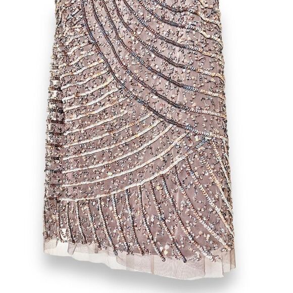 AIDAN MATTOX Formal Dark Grey, Open Back Sequin Beaded Sparkly Mini Dress SIZE 8 - Picture 3 of 15